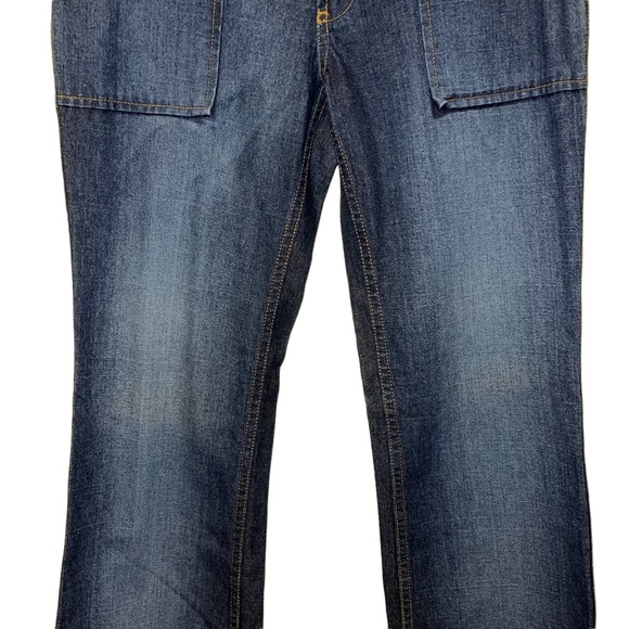 Tommy Jeans Navy Flare Med Wash Flip Button Back Pocket Size 7 Juniors Y2K - Picture 3 of 8